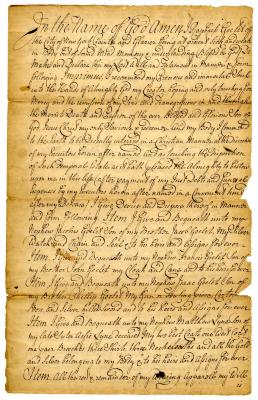 Probated will of Raphael Goelet, 1747