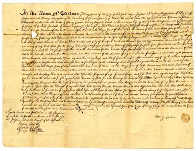 Probated will of Henry Coerten, 1747