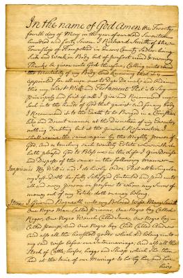 Probated will of Richard Smith, 1747