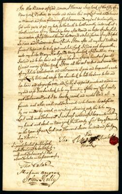 Probated will of Thomas Scurlock, 1747