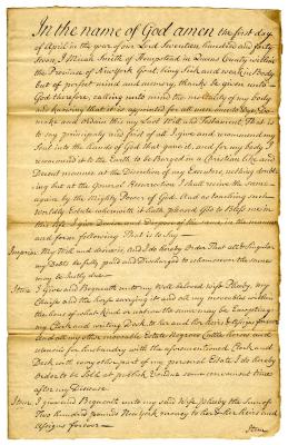 Probated will of Micah Smith, 1747