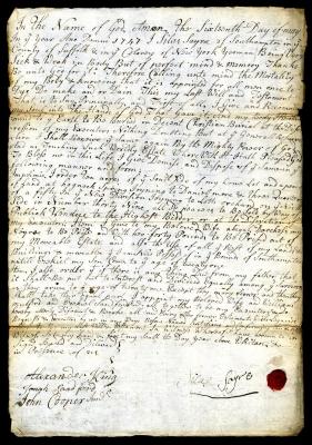 Probated will of Silas Sayre, 1747