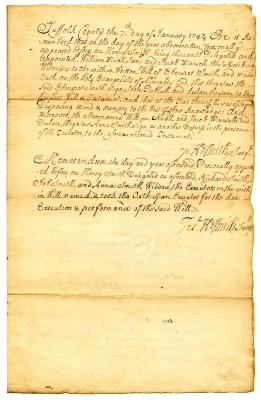 Probated will of Ebenezer Smith, 1747