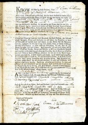 Probated will of Owen Williams, 1747