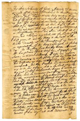 Probated will of Andrew Wright, 1747