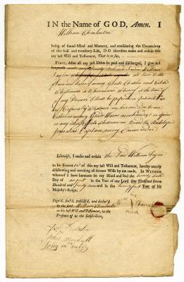 Probated will of William Charlonton, 1748
