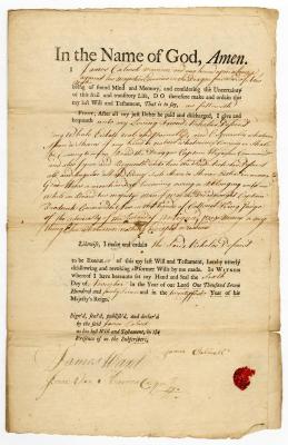 Probated will of James Colwell, 1748