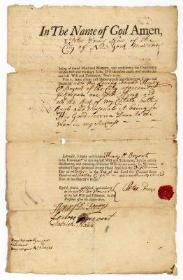 Probated will of Peter Power, 1748