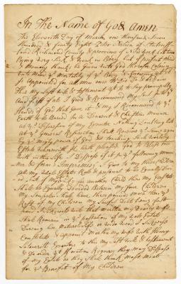 Probated will of Peter Perlica, 1748
