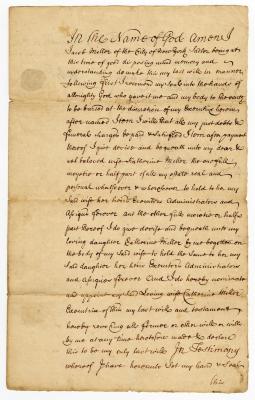 Probated will of Jacob Miller, 1748