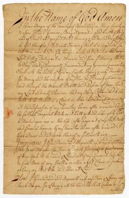 Probated will of Hans Bergene, 1749