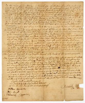 Probated will of Daniel Coe, 1749