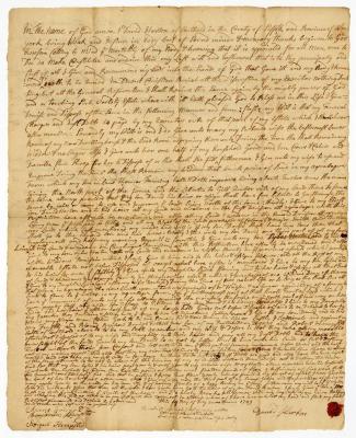 Probated will of David Horton, 1749