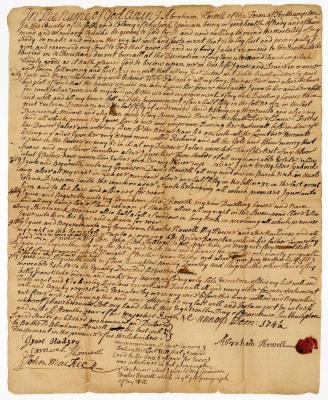 Probated will of Abraham Howell, 1749