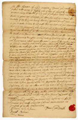 Probated will of Daniel Goldsmith, 1749