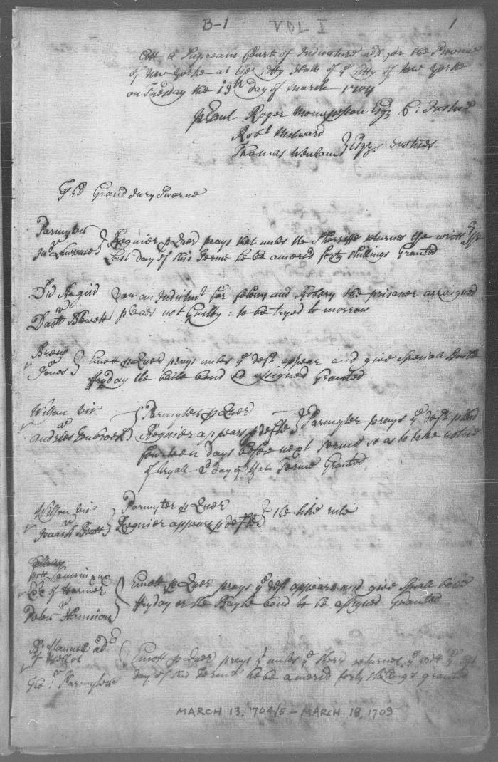 Engrossed minutes of the Supreme Court of Judicature, March 1704 - October 1706