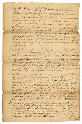 Probated will of Stephen Williams, 1749