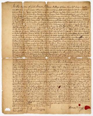 Probated will of Thomas Billop, 1750