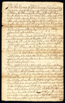 Probated will of John Marshall, 1750