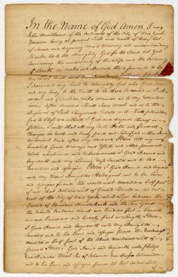 Probated will of John Minthorne, 1750
