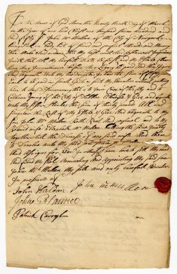 Probated will of John McMullan, 1750