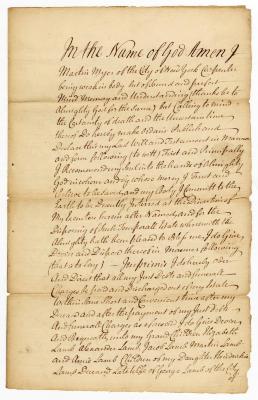 Probated will of Martin Myer, 1750