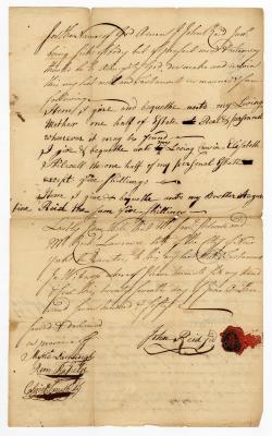 Probated will of John Reid Jr., 1750