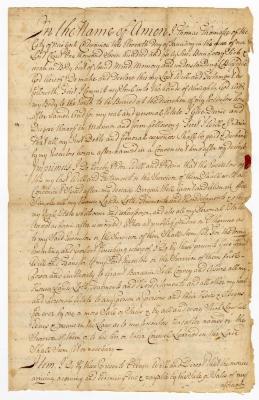 Probated will of Thomas Thomase, 1750