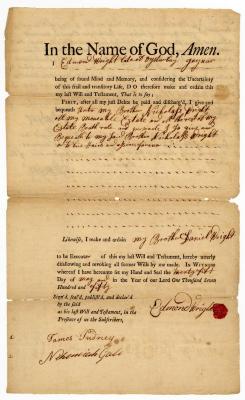 Probated will of Edmond Wright, 1750