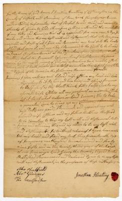Probated will of Jonathan Huntting, 1751