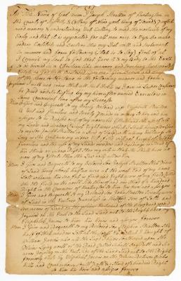 Probated will of Joseph Stratton, 1751