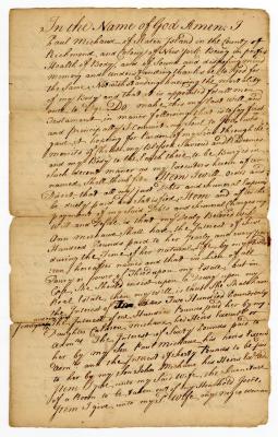 Probated will of Paul Michaux, 1751