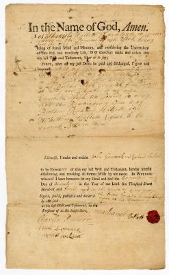 Probated will of Nathaniel Hallett, 1752