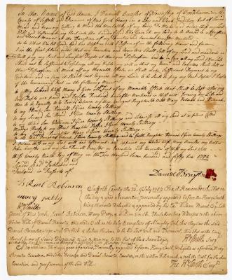 Probated will of Daniel Brenster, 1752