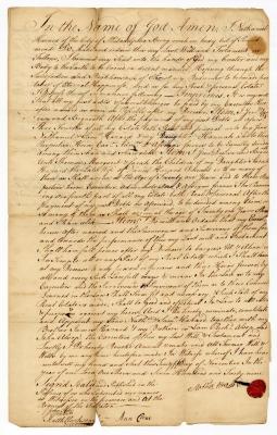 Probated will of Nathaniel Hazard, 1750