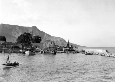 Landing Place for Leonidi: Gulf of Argos, View North; Breakwater, Sail Boats. Near Leonide Valley