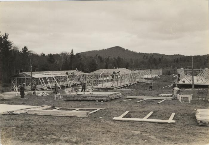 Construction of barracks at CCC camp at Barnum Pond