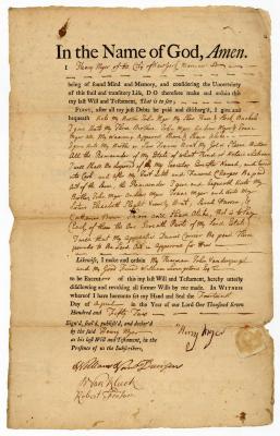 Probated will of Henry Myer, 1752