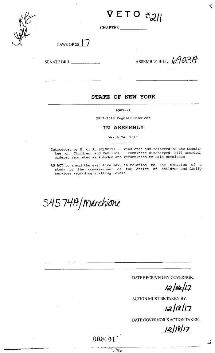 NYS Bill and Veto Jackets: 2017, Veto 211