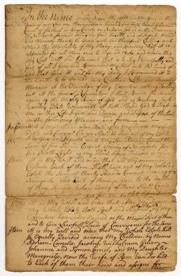 Probated will of Giliam Cornell, 1754
