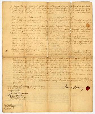 Probated will of James Burling, 1754