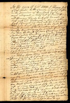 Probated will of Thomas Pell, 1754