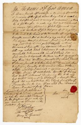 Probated will of Ame Jewell, 1754