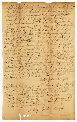 Probated will of Ezekiel Sandford, 1755