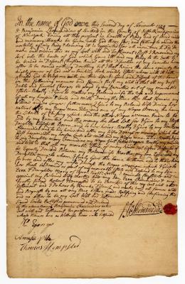 Probated will of Benjamin Lhommedie, 1755