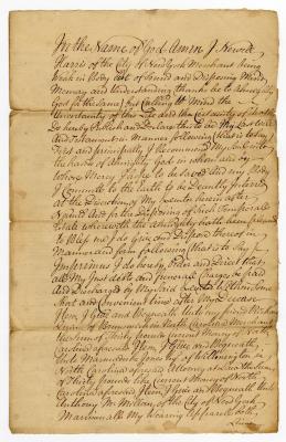 Probated will of Newell Harris, 1755