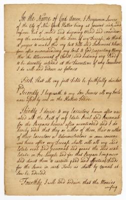 Probated will of Benjamin Jarvis, 1756