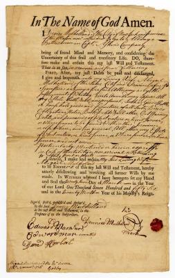 Probated will of Denis Mullahollar, 1756