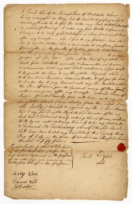 Probated will of Sarah Vail, 1756