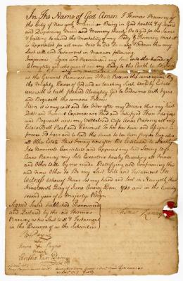 Probated will of Thomas Ramsey, 1757
